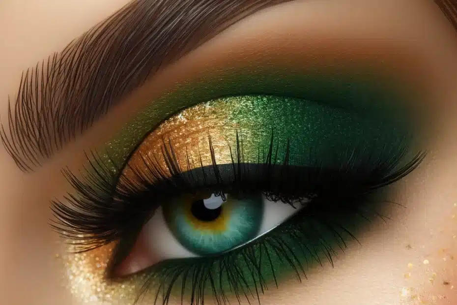 trucco verde e oro